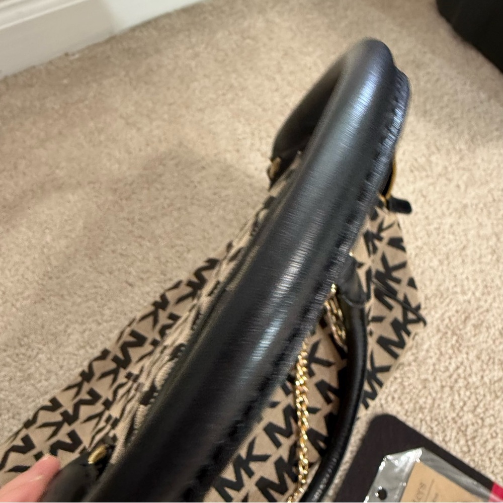 Michael Kors Veronica Monogram Canvas & Leather Dome Satchel - Picture 4 of 13